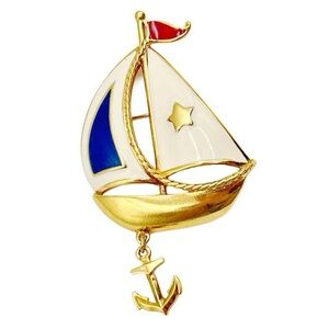 Vintage Signed AVON Nautical Sailboat Brooch
